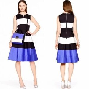KATE SPADE Corley Dress Colorblock Blue White Black Stripe 6 S